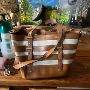 Striped Brown & Cream Tote Bag